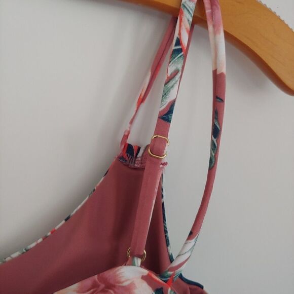 Tori Praver Seafoam Lace Up Sides Floral Monokini Size M - Picture 5 of 7